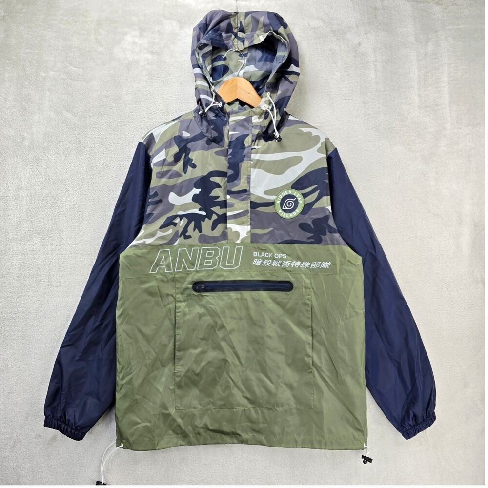 Box Lunch Kakashi Anbu Black Ops Naruto Windbreaker Jacket Medium Camo Green